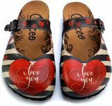 GOBY Clogs met I Love You - Handgemaakt