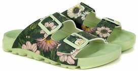 Goby Floral Dames Sandalen - Groene Bloemenprint - Vegan Leer Goby Floral Dames Sandalen - Groene Bloemenprint - Vegan Leer