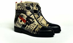 Goby Skull Art Dames Enkellaarsjes - Handgemaakt Vegan Leer Goby Skull Art Dames Enkellaarsjes - Handgemaakt Vegan Leer