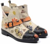 Goby Autumn Owls Dames Enkellaarsjes - Handgemaakt Vegan Leer Goby Autumn Owls Dames Enkellaarsjes - Handgemaakt Vegan Leer