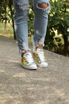 Goby - Retro Flower Sneakers - Vegan Leer Goby - Retro Flower Sneakers - Vegan Leer