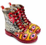Goby Urban Pop Art Dames Veterboots - Handgemaakt Vegan Leer Goby Urban Pop Art Dames Veterboots - Handgemaakt Vegan Leer