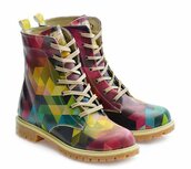 Goby Dames Veterboots Geomatrix - Handgemaakt Vegan Leer Goby Dames Veterboots Geomatrix - Handgemaakt Vegan Leer