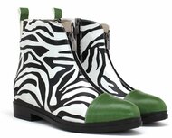 Goby - Zebra Pop Dames Enkellaarzen - Vegan Leer - Handgemaakt Goby - Zebra Pop Dames Enkellaarzen - Vegan Leer - Handgemaakt