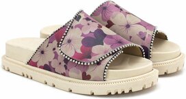 GOBY Sandalen met Paarse Bloemen – Handgemaakt – Hoge Kwaliteit GOBY Sandalen met Paarse Bloemen – Handgemaakt – Hoge Kwaliteit