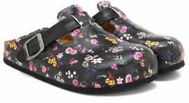 Goby – Black Blossom Dames Clogs – Vegan – Handmade