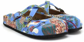 GOBY Clogs – Blauw met Dierenprint – Handgemaakt Vegan Leer – Comfortabele Damesklompen