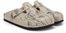 Goby – Beige Daisy Dames Clogs – Vegan – Handmade