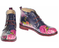 GOBY - Purple Flowers - Enkel Laarzen- Handmade