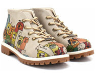 Goby - Paws & Whiskers Dames Enkellaarzen - Vegan Leer - Handgemaakt - Dieren Design