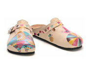 Goby – Safari Joy Damenclogs – Handgefertigt – Bunter Aufdruck