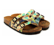 Goby – Bunte Riemchensandalen – Veganes Leder – Handgefertigt – Geometrisches Design