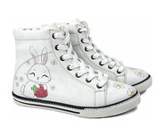 GOBY – Bunny met Aardbei High-Top Sneakers – Handmade en Vegan