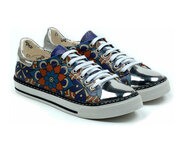GOBY - Blue & Silver Flowers - Sneakers - Handmade